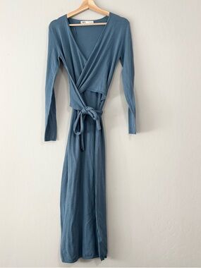 ZARA Blue Midi Wrap Dress